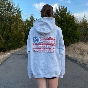 Custom American Flag Patchwork Hoodie